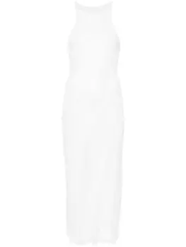 Isa Boulder длинное платье с прозрачными вставками, белый