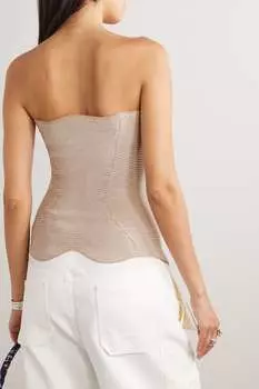 ISA BOULDER Трикотажный топ Curly без бретелек в рубчик, кремовый