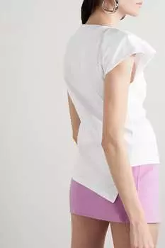 ISABEL MARANT Асимметричная футболка Sebani из хлопкового джерси, белый