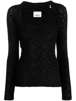 ISABEL MARANT бархатный топ с узором, черный