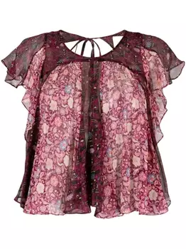 ISABEL MARANT блузка Oriane из ткани жоржет с цветочным принтом, розовый