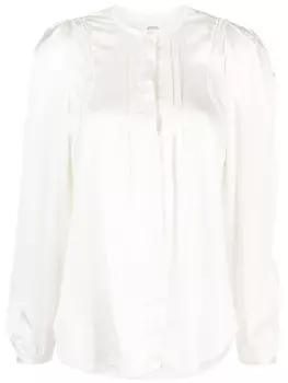 ISABEL MARANT блузка со складками и кружевом, серый