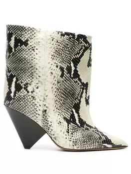ISABEL MARANT ботильоны Miyako 105 с тиснением под кожу змеи, нейтральный цвет