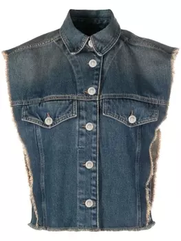ISABEL MARANT джинсовый жилет Tyra с бахромой, синий