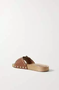 ISABEL MARANT кожаные шлепанцы с декором Jaso, коричневый
