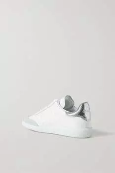 ISABEL MARANT Кроссовки Bryce с эффектом металлик и замшевой отделкой из перфорированной кожи, серебро