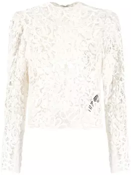 ISABEL MARANT кружевной топ Neline с длинными рукавами, нейтральный цвет