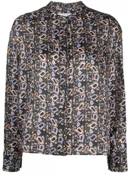 ISABEL MARANT рубашка Leidy с длинными рукавами и геометричным принтом, черный