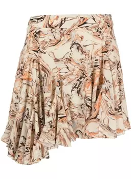 ISABEL MARANT шелковая юбка с абстрактным узором, нейтральный цвет
