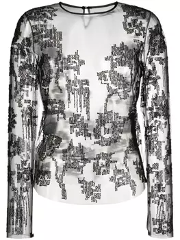 ISABEL MARANT шелковый топ с пайетками, черный