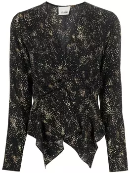 ISABEL MARANT шелковый топ Ulietta с абстрактным принтом, черный