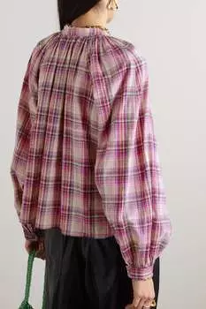 ISABEL MARANT TOILE блузка Blandine из смеси хлопка и льна в клетку, розовый