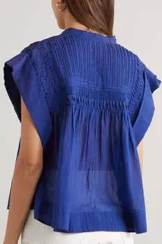 ISABEL MARANT TOILE блузка Leaza с защипами из хлопка и вуали, индиго