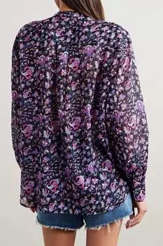 ISABEL MARANT TOILE блузка Mexika из хлопка и вуали с принтом, фуксия