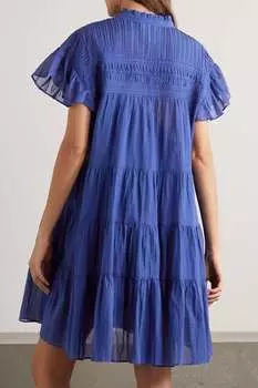 ISABEL MARANT TOILE плиссированное мини-платье Lanikaye из хлопка и вуали, индиго