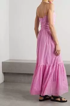 ISABEL MARANT TOILE ярусное платье макси Giana из хлопка и вуали со сборками, сиреневый