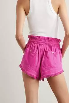 ISABEL MARANT TOILE шорты Talapiz из шелковой буретки с бахромой, розовый