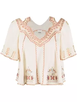 ISABEL MARANT топ Biani с вышивкой, нейтральный цвет