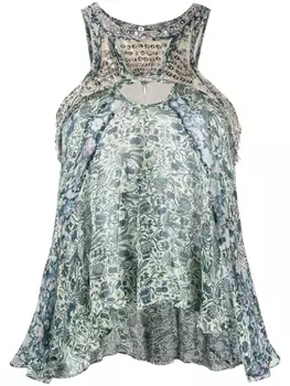 ISABEL MARANT топ с драпировкой и принтом, синий