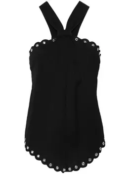 ISABEL MARANT топ с вырезом халтер и фестонами, черный