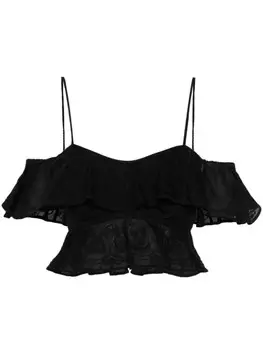 ISABEL MARANT топ с вышивкой и оборками Eliani, черный