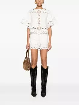 ISABEL MARANT юбка мини Palmira со вставками в технике кроше, белый