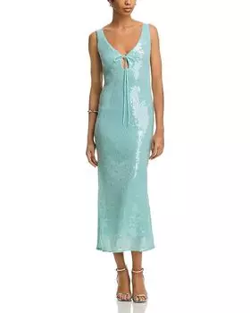 Иша Платье миди с пайетками Bardot, синий