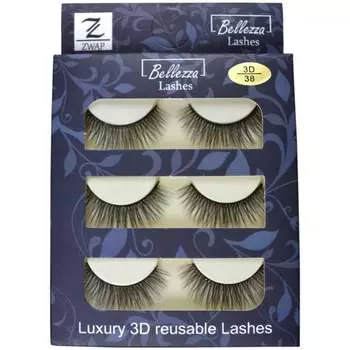 ИСКУССТВЕННЫЕ ШЕЛКОВЫЕ РЕСНИЦЫ НА ПОЛОСКЕ 3D - 3D38(3 ПАРЫ) Bellezza Lashes