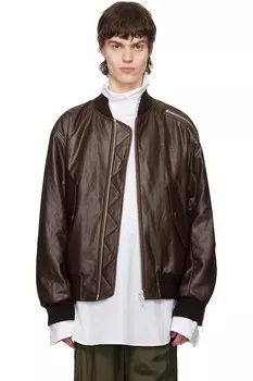 Искусственная кожаная куртка-бомбер Dries Van Noten, цвет rust