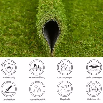 Искусственная трава Andiamo "Газонный ковер Бали", прямоугольная, реалистичного вида, с функцией дренажа, для балконов и террас 200х600 см, зеленый