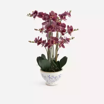 Искусственное растение Орхидея в винтажном горшке El Corte Ingls, сирень