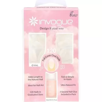 Искусственные ногти с полным покрытием овальной формы, Invogue