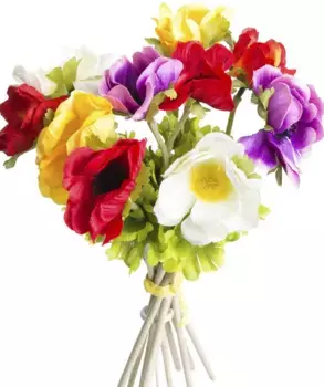 Искусственный цветок Botanic-Haus "Кучок анемоны" /14х32 см, цвет rot-gelb-creme-lila