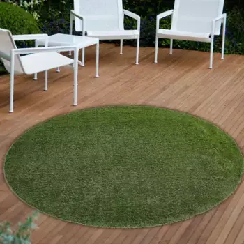 Искусственный газон Andiamo "Газонный ковер Санзибар", круглый, реалистичный вид, с функцией дренажа, для балконов и террас 200 см, зеленый