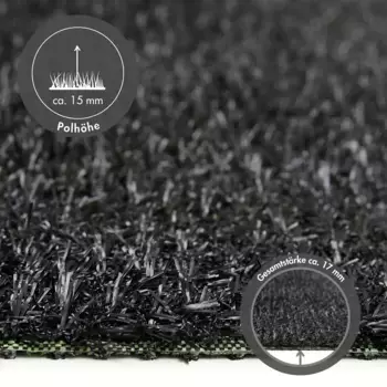 Искусственный газон KONIFERA "Канкун", прямоугольный, черный и серый, для балконов и террас, легко чистится, водопроницаемый 200х300 см, черный