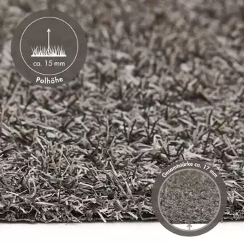 Искусственный газон KONIFERA "Канкун", прямоугольный, черный и серый, для балконов и террас, легко чистится, водопроницаемый 200х600 см, серый