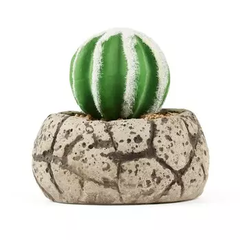 Искусственный кактус в бетонном горшке Objevi - Серый - 11x5x9 см