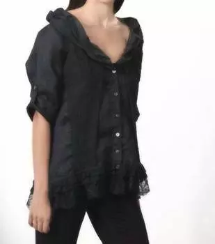 Искусственный многослойный кардиган с кружевной отделкой черного цвета ANGEL