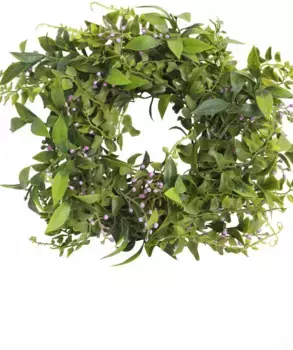 Искусственный венок Botanic-Haus "Венок из зеленых листьев" /28х8 см, розовый