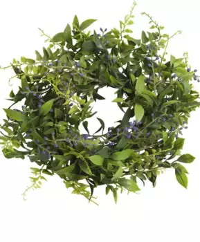 Искусственный венок Botanic-Haus "Венок из зеленых листьев" /28х8 см, цвет lila