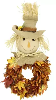 Искусственный венок I.GE.A. осенний для входной двери 28х55х8 см, цвет orange