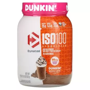 ISO100 Гидролизованный, 100% изолят сывороточного протеина, Dunkin' Mocha Latte, 1,4 фунта (650 г) Dymatize