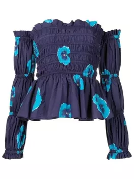 Isolda топ Daphne с открытыми плечами и цветочным принтом, синий