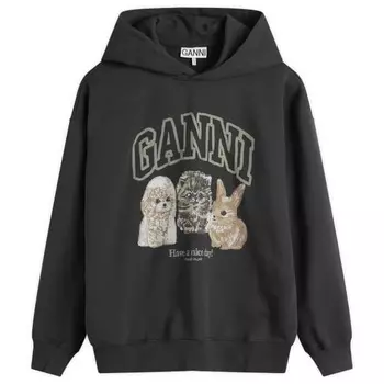 Isoli укороченная толстовка с изображением животных оверсайз Ganni, цвет phantom