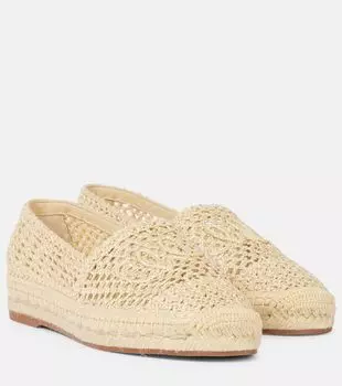 Испанские эспадрильи с логотипом Isla вязаные крючком Chlo, Natural Brown