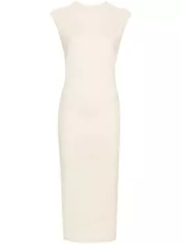 Issey Miyake фактурное платье миди Membrane, нейтральный цвет
