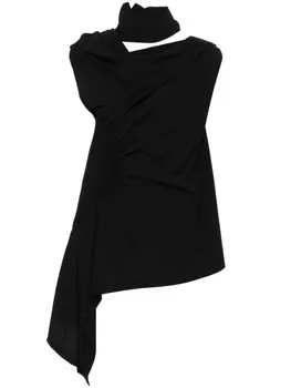 Issey Miyake креповая блузка асимметричного кроя, черный