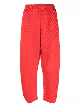 Issey Miyake pliss-effect straight-leg trousers, красный