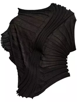 Issey Miyake плиссированный укороченный топ асимметричного кроя, черный