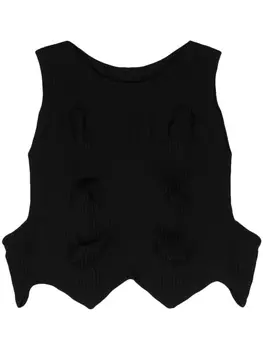 Issey Miyake sleeveless ribbed tank top, черный